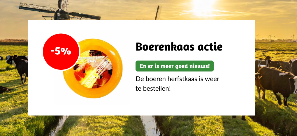  5% korting op alle boerenkaas 